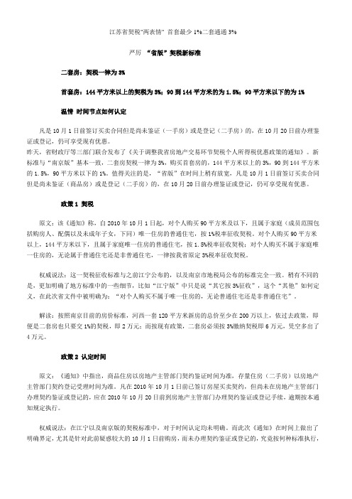 江苏省最新契税政策