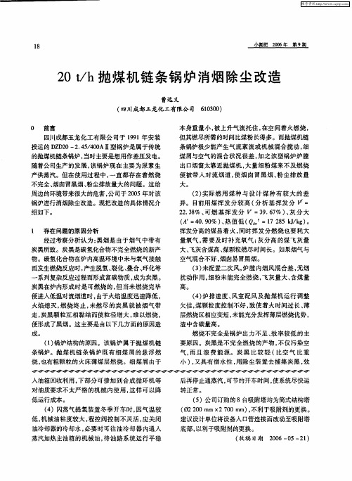 20t/h抛煤机链条锅炉消烟除尘改造
