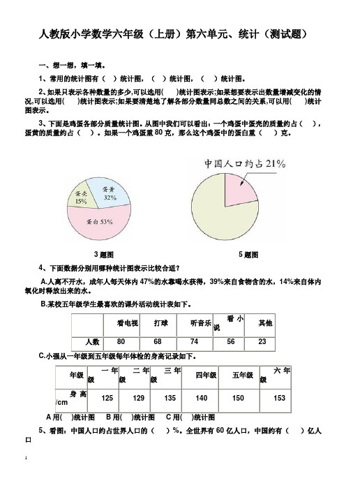 2014年秋人教版六年级上册数学第六单元同步练习试题