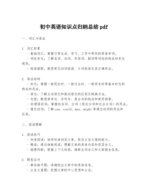 初中英语知识点归纳总结pdf