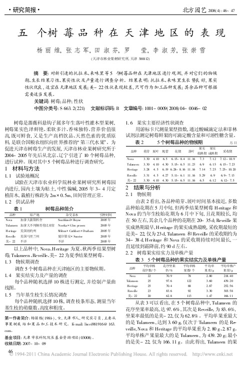 五个树莓品种在天津地区的表现