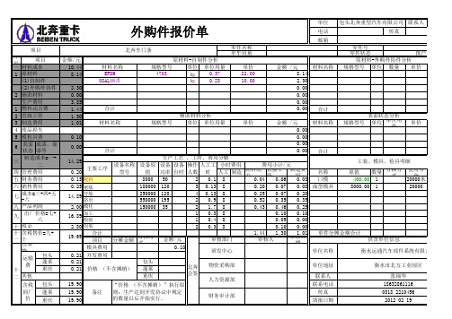 重卡外购件报价单