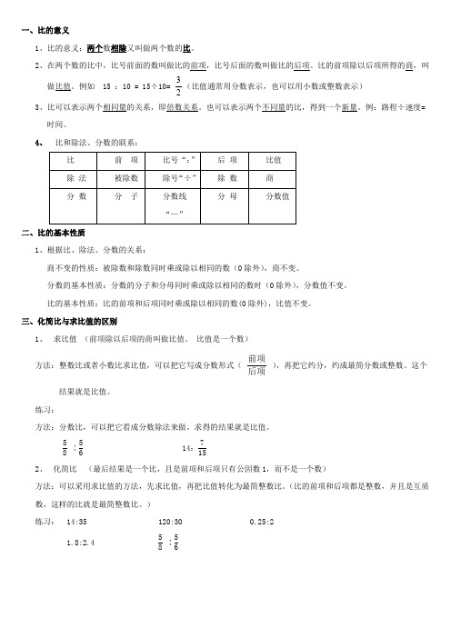 六年级数学比和比的应用题