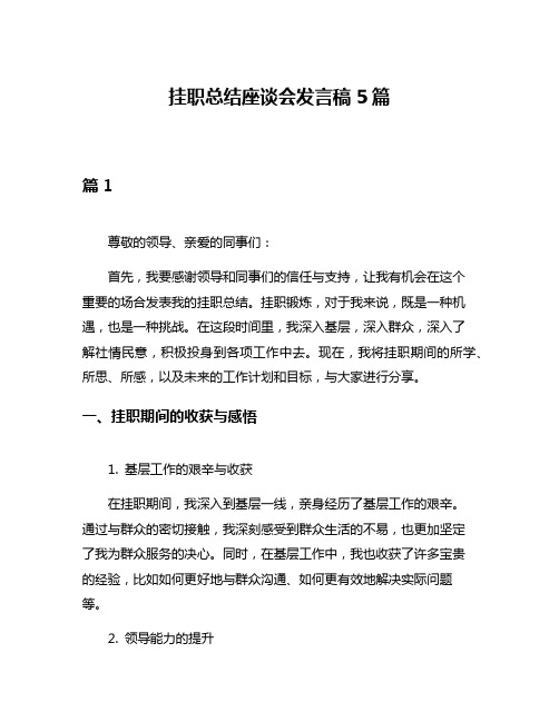 挂职总结座谈会发言稿5篇