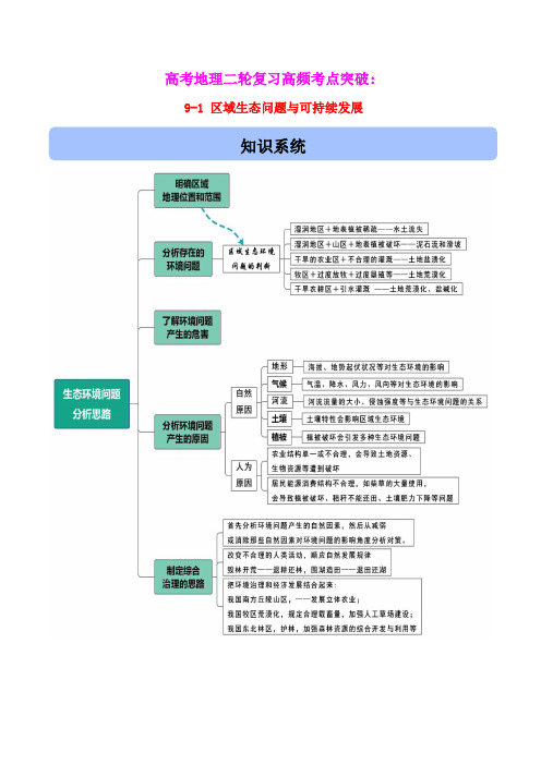 2021高考地理二轮复习高频考点突破9.1区域生态问题与可持续发展含解析