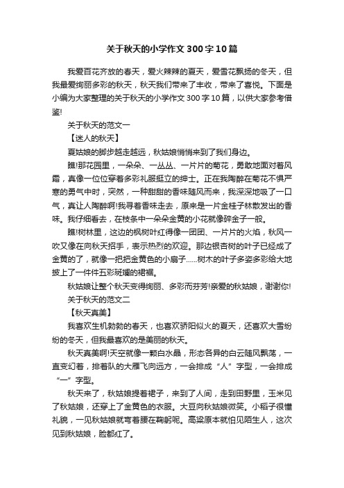 关于秋天的小学作文300字10篇