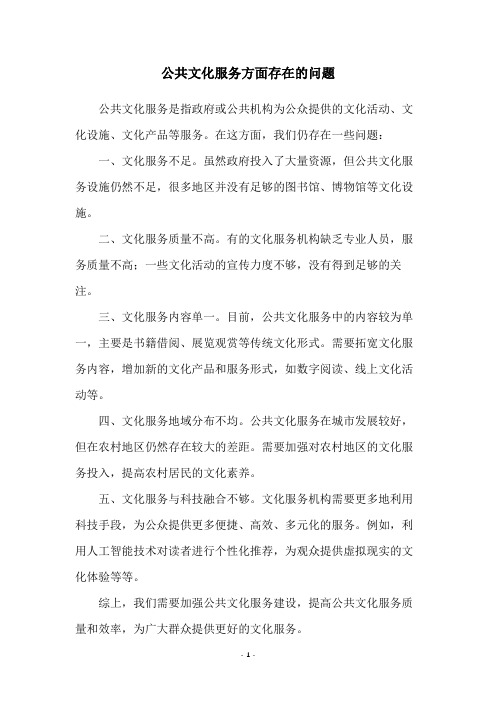 公共文化服务方面存在的问题