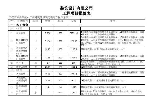 商铺工程报价单