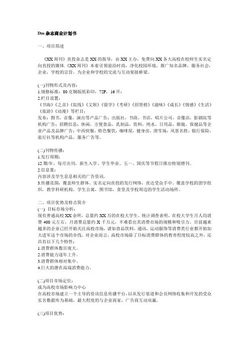 dm杂志商业计划书