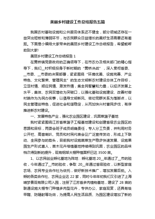 美丽乡村建设工作总结报告五篇