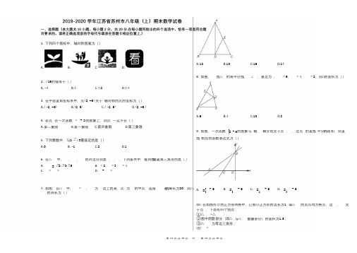 2019-2020学年江苏省苏州市八年级(上)期末数学试卷