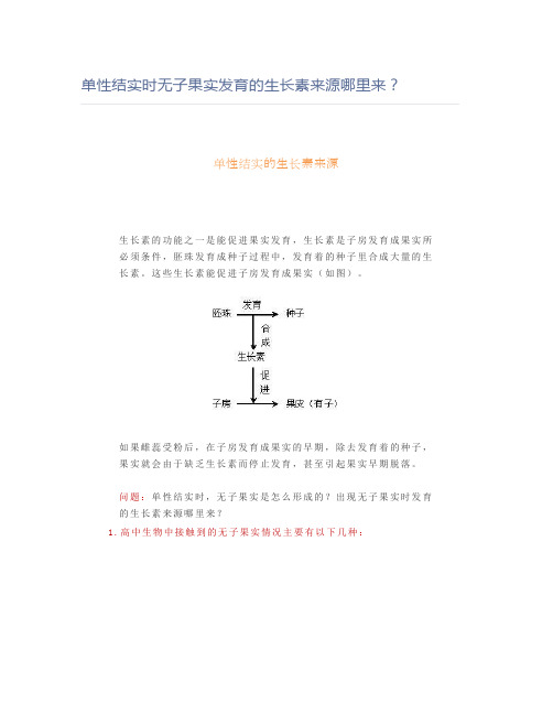 单性结实时无子果实发育的生长素来源哪里来