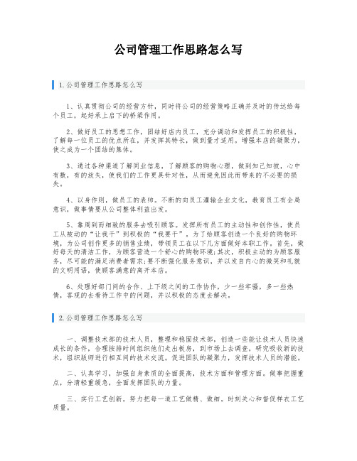 公司管理工作思路怎么写