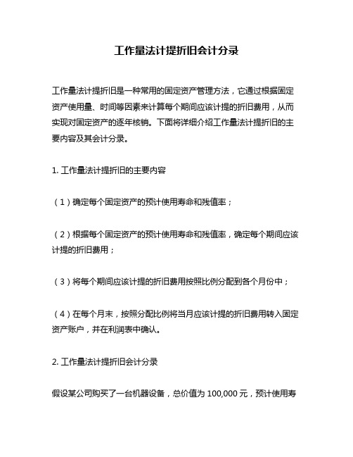 工作量法计提折旧会计分录