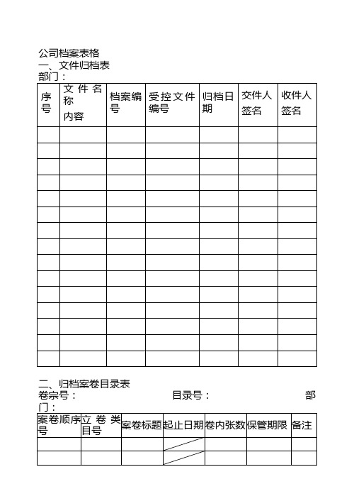 公司档案表格