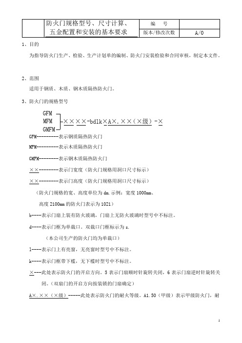 防火门的基本知识(防火门规格型号尺寸计算五金配置和安装的基本要求)[1]