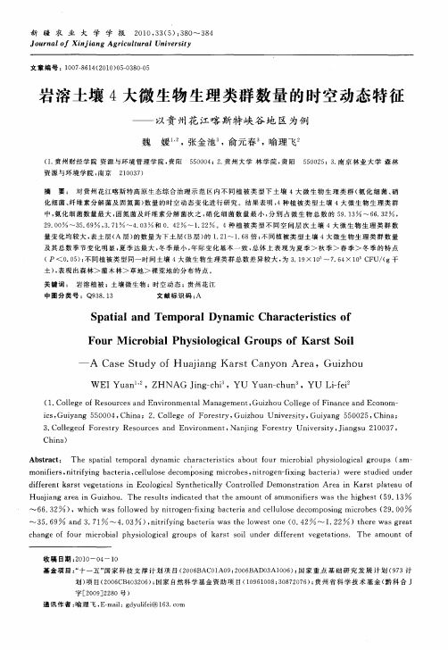 岩溶土壤4大微生物生理类群数量的时空动态特征——以贵州花江喀斯特峡谷地区为例