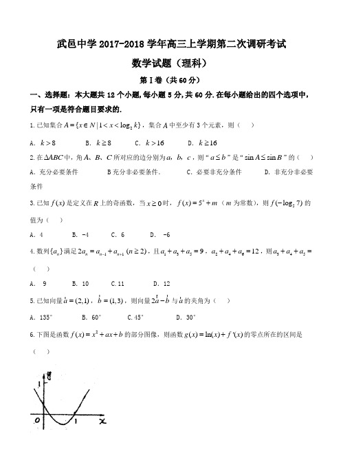 河北省武邑中学2018届高三上学期第二次调研数学(理)试卷(含答案)