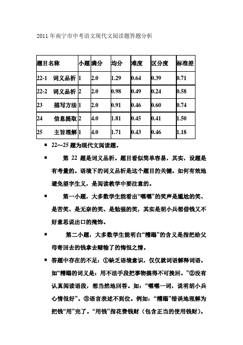 2011年中考现代文阅读题分析 文档