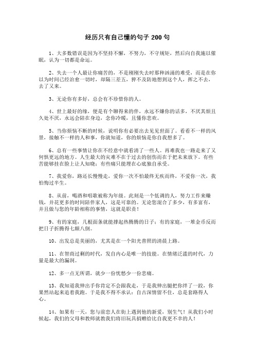 经历只有自己懂的句子200句