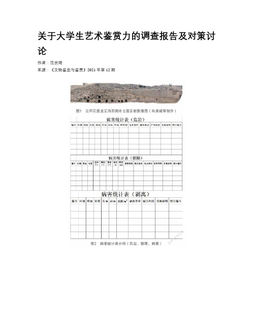 关于大学生艺术鉴赏力的调查报告及对策讨论