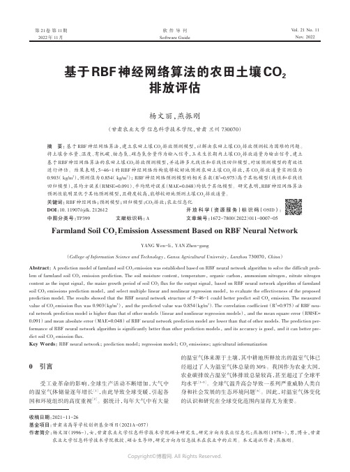 基于RBF 神经网络算法的农田土壤CO2排