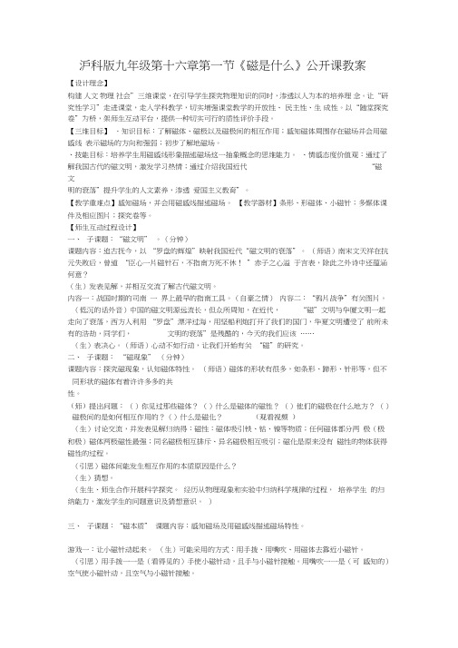 磁是什么公开课教案沪科版(实用教案)