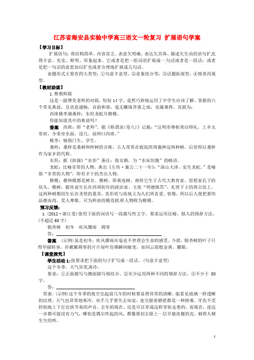 江苏省海安县实验中学高三语文一轮复习 扩展语句学案