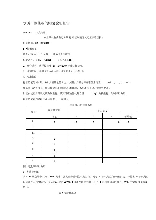 水质中氰化物的测定验证报告