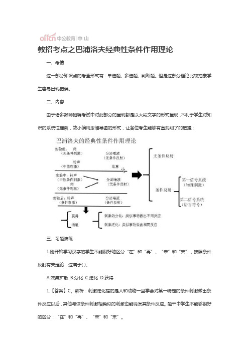 教招考点之巴浦洛夫经典性条件作用理论