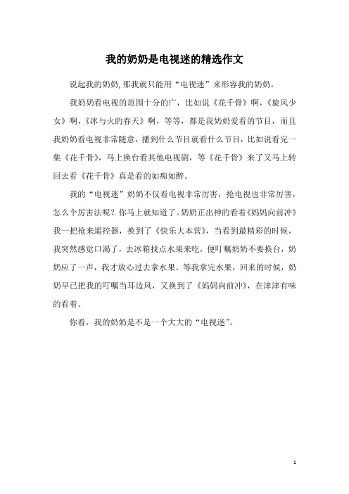 我的奶奶是电视迷的精选作文