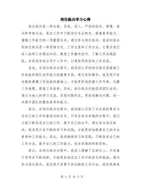 岗位练兵学习心得