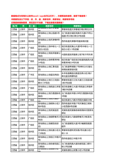 2020新版江西省上饶市菜鸟驿站工商企业公司商家名录名单联系电话号码地址大全108家