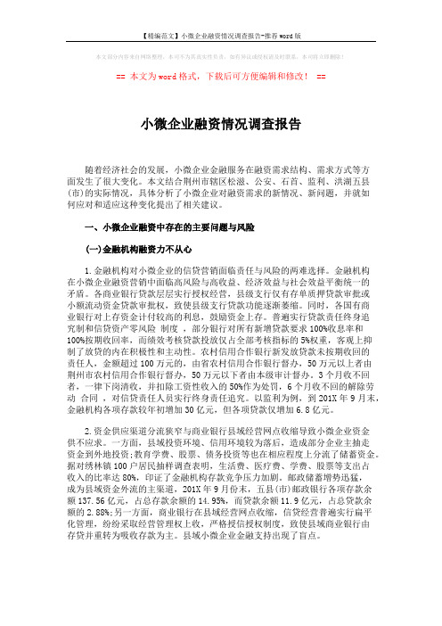 小微企业融资情况调查报告 (4页)