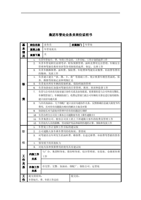 某纸业集团岗位职务说明书(30个)37