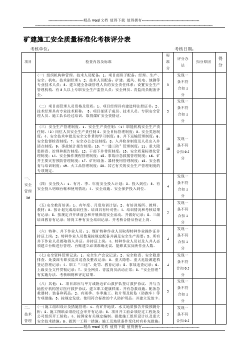 矿建施工安全质量标准化考核评分表[1]1.