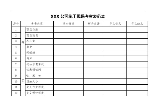 XXX公司施工现场考察表范本