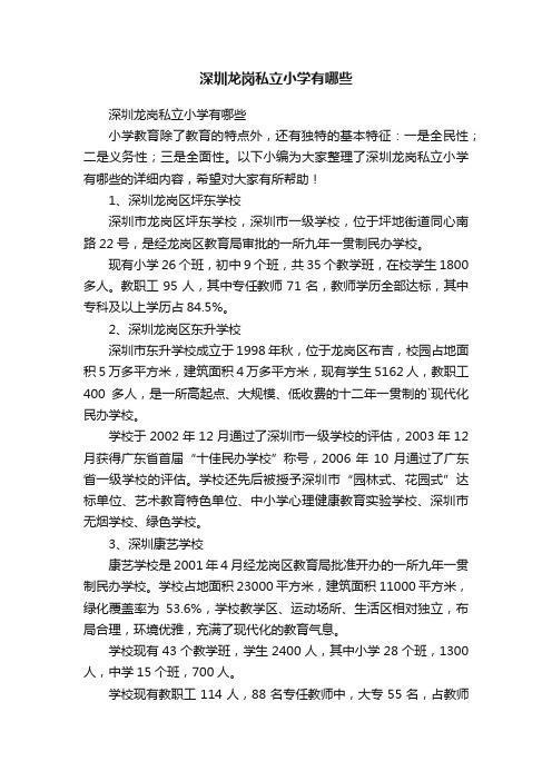 深圳龙岗私立小学有哪些