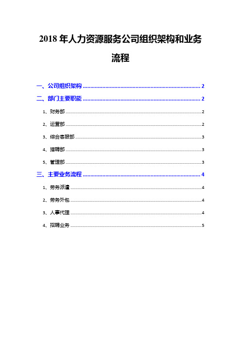 2018年人力资源服务公司组织架构和业务流程