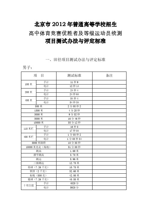 北京市2012年普通高等学校招生