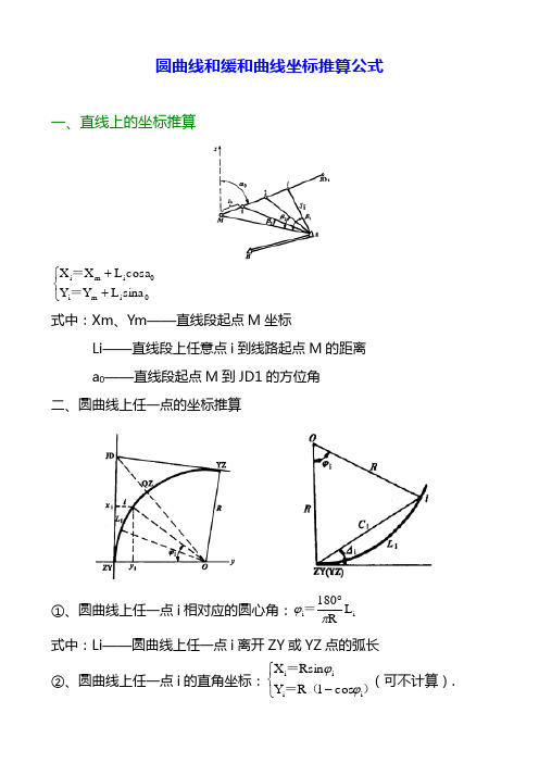 圆曲线和缓和曲线坐标推算公式(附带例题)