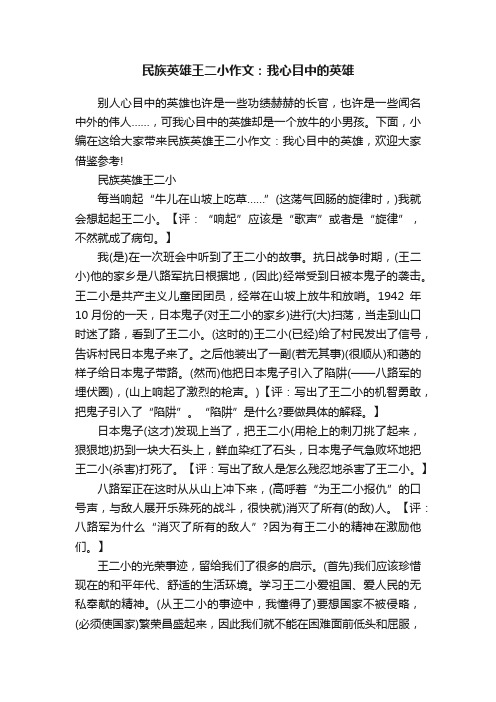 民族英雄王二小作文：我心目中的英雄