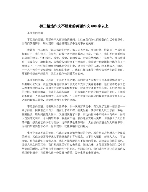 初三精选作文不经意的美丽作文600字以上