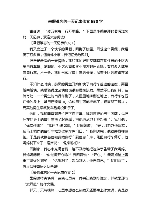 暑假难忘的一天记事作文550字