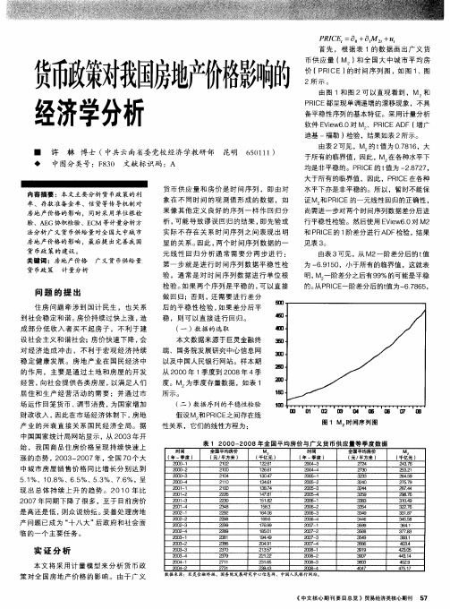 货币政策对我国房地产价格影响的经济学分析