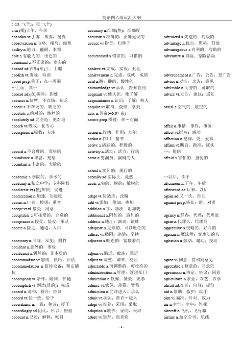 大学英语四六级词汇完整打印版