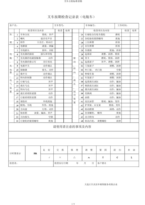 叉车点检标准表格