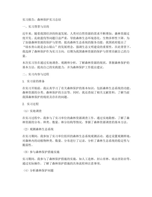 森林保护实习报告