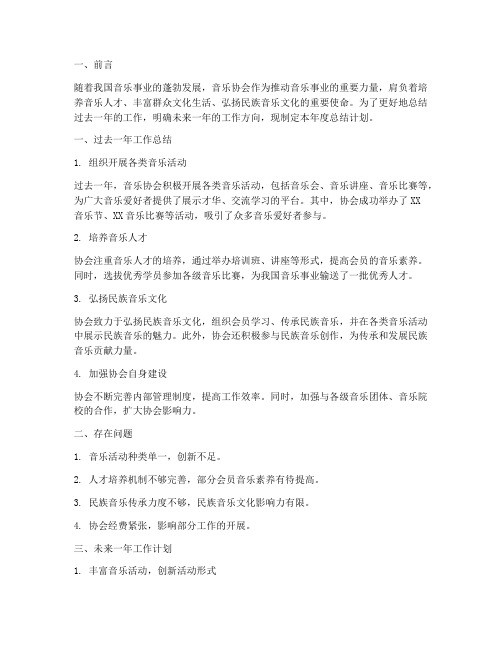 音乐协会年度总结计划