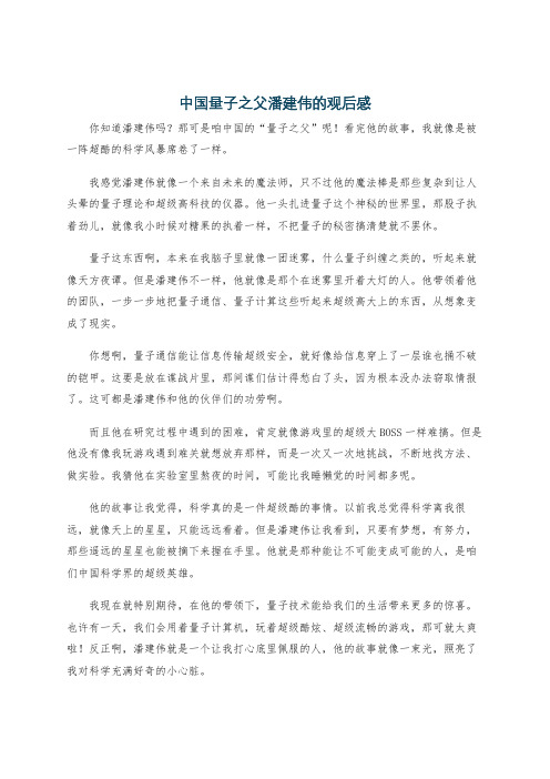 中国量子之父潘建伟的观后感